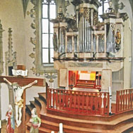 Mazinius-Orgel der Stephanuskirche
                          Kirchberg an der Jagst (älteste Orgel in Baden-Württemberg, Ursprung 1702)